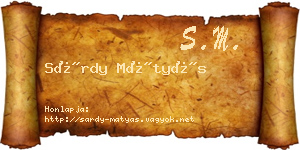 Sárdy Mátyás névjegykártya